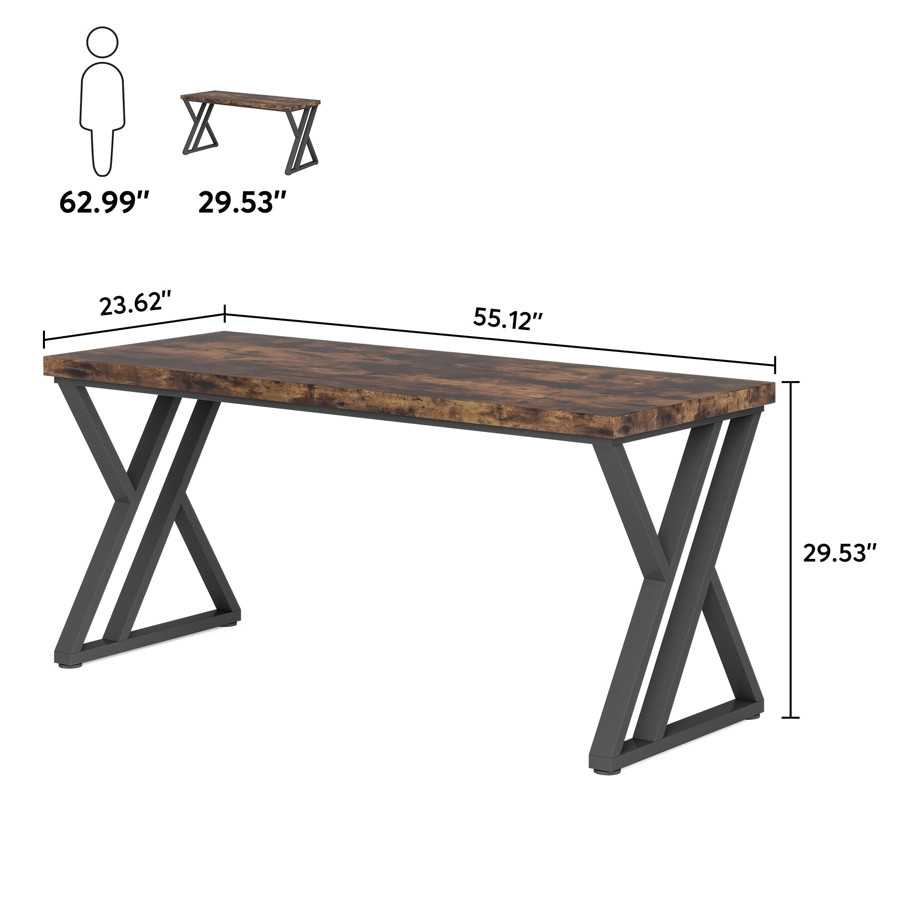 Tribesigns Escritorio de 140 cm con patas metálicas en forma de Z, Escritorio resistente para ordenador