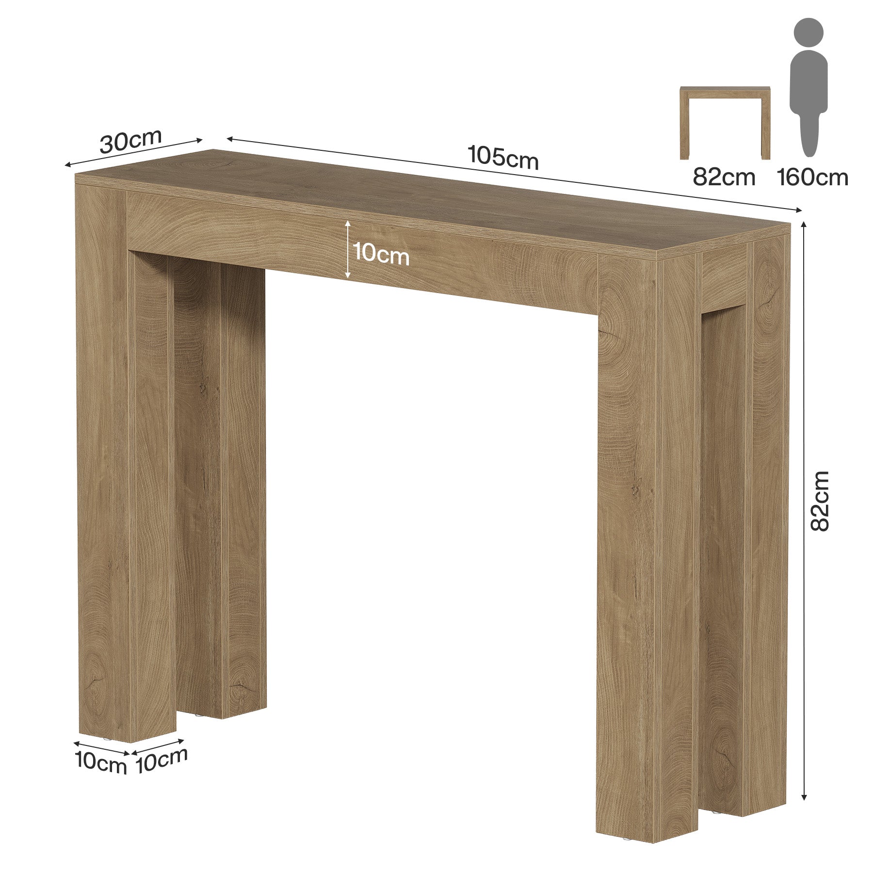 Tribesigns Mesa consola de 105 cm para estilo rústico, Mesa estrecha de madera para recibidor y zona de sofá