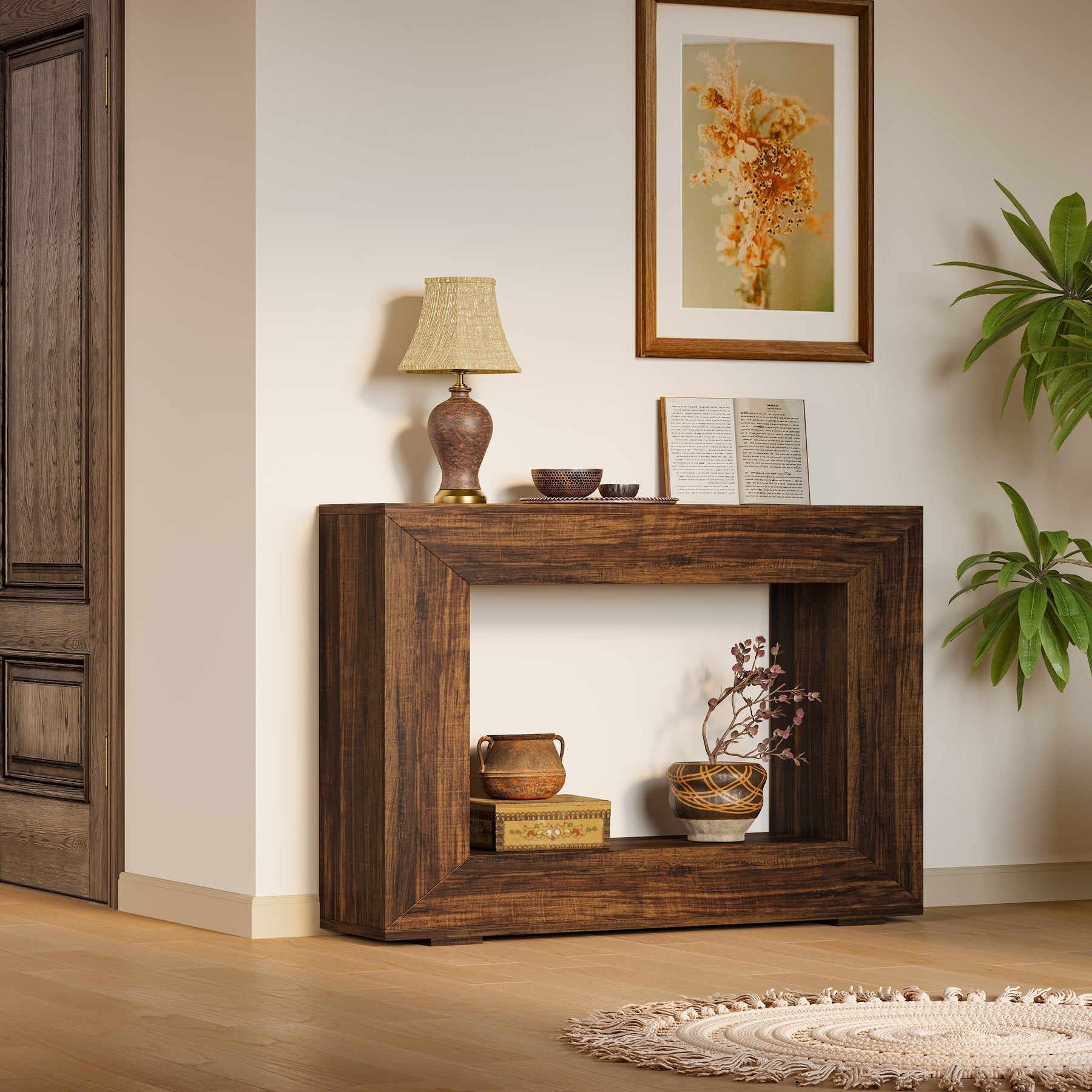 Tribesigns Consola de estilo rústico, Mesa de sofá de madera para la zona de entrada