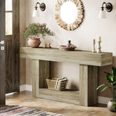 Tribesigns Mesa consola de madera de 160 cm, Mesa de sofá de granja con 2 niveles Mesa de entrada 3