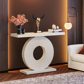 Modern Console Table 40" Wood Sofa Table with Geometric Base Tribesigns 3