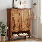 Rattan Shoe Cabinet, 5 - Tier Hidden Shoe Rack with Ventilated Doors Tribesigns 3