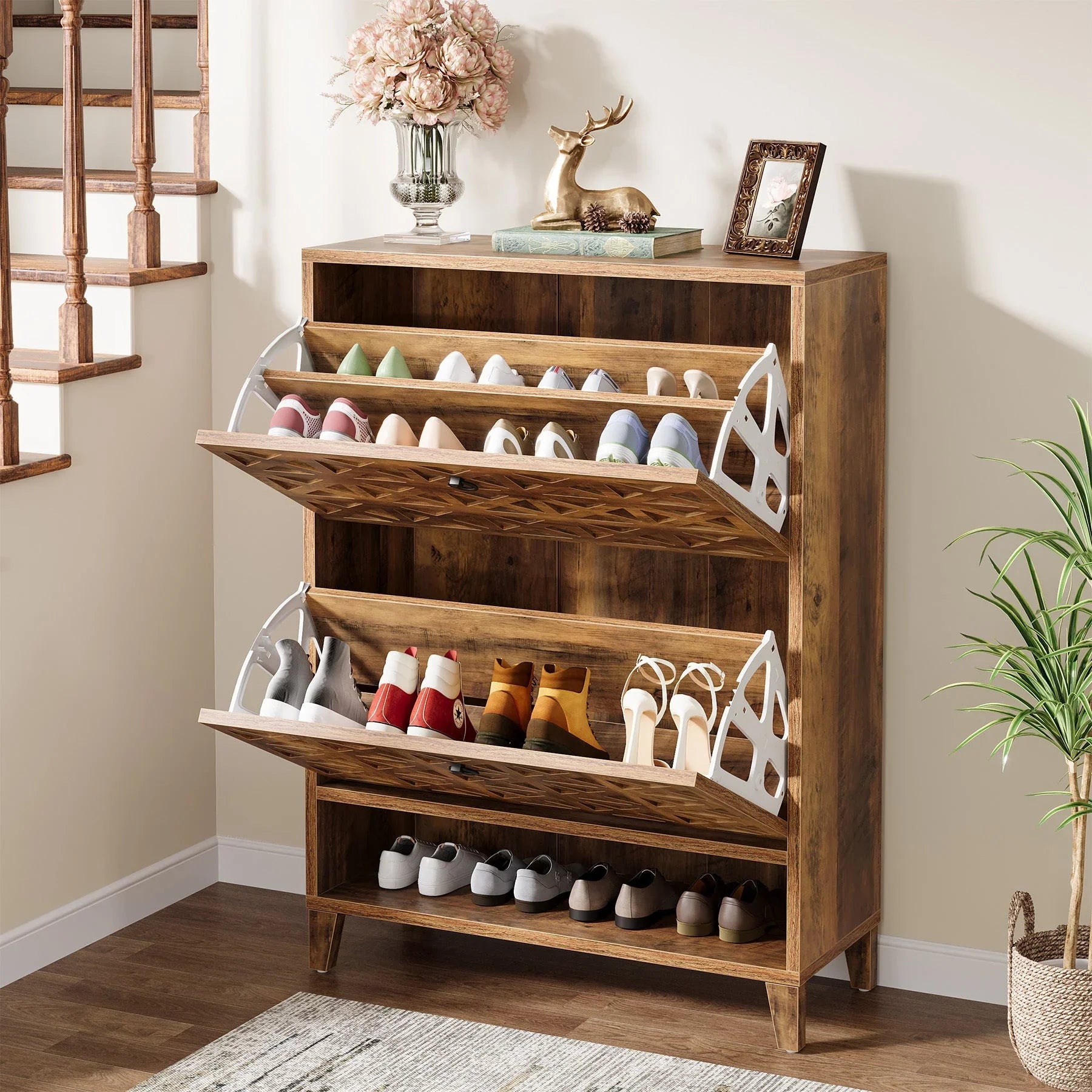 Tribesigns Organizador de zapatos de 80 cm con 2 cajones plegables
