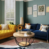 Wooden Coffee Table, 2-Tier Round Central Cocktail Table with Shelves Tribesigns 3